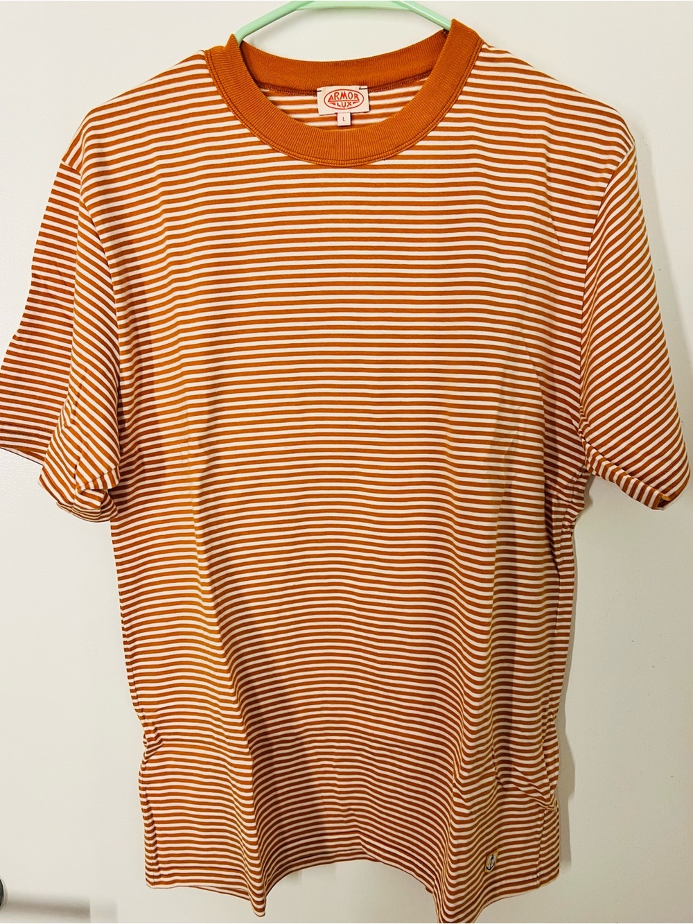 Armor Lux Orange & White Striped Short-Sleeve Tee